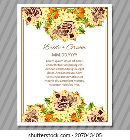 Wedding invitation cards with floral elements