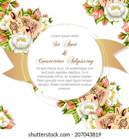 Wedding invitation cards with floral elements