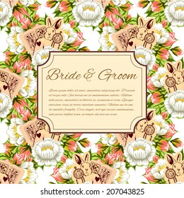 Wedding invitation cards with floral elements