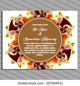 Wedding invitation cards with floral elements