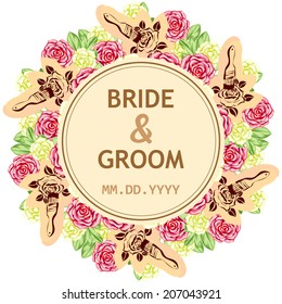 Wedding invitation cards with floral elements