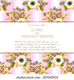 Wedding invitation cards with floral elements