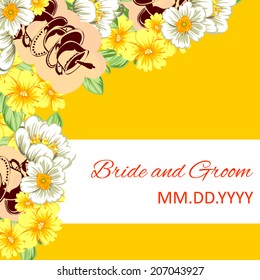 Wedding invitation cards with floral elements