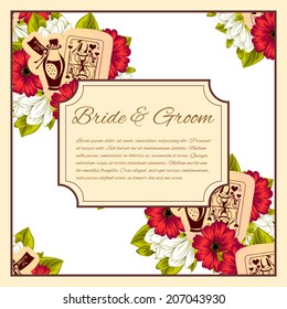 Wedding invitation cards with floral elements