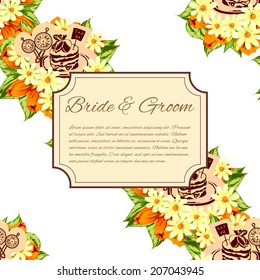 Wedding invitation cards with floral elements