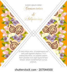 Wedding invitation cards with floral elements
