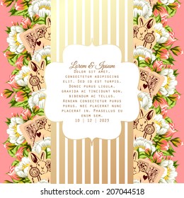Wedding invitation cards with floral elements