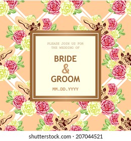 Wedding invitation cards with floral elements