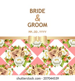 Wedding invitation cards with floral elements