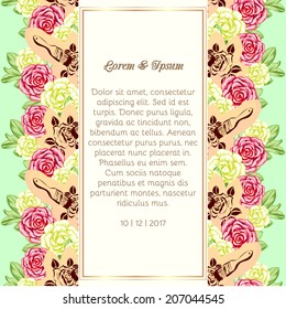 Wedding invitation cards with floral elements