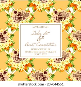 Wedding invitation cards with floral elements