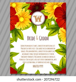 Wedding invitation cards with floral elements