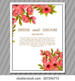 Wedding invitation cards with floral elements