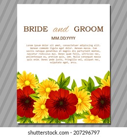 Wedding invitation cards with floral elements
