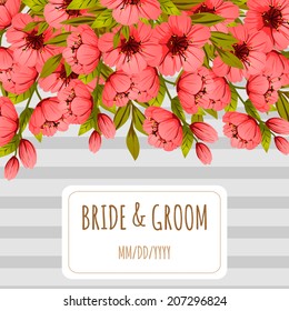 Wedding invitation cards with floral elements