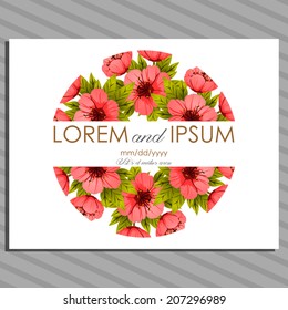 Wedding invitation cards with floral elements