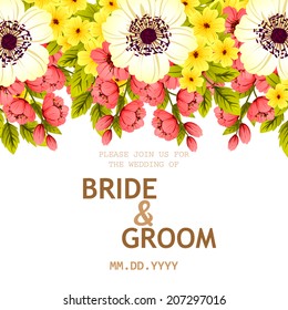 Wedding invitation cards with floral elements