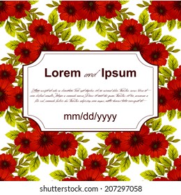 Wedding invitation cards with floral elements