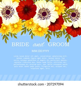 Wedding invitation cards with floral elements