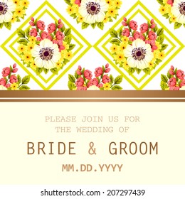 Wedding invitation cards with floral elements