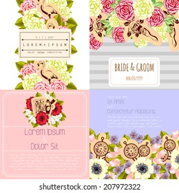 Wedding invitation cards with floral elements