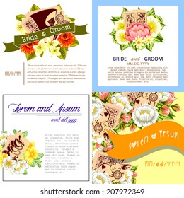 Wedding invitation cards with floral elements