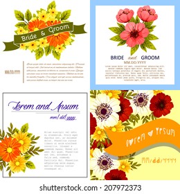 Wedding invitation cards with floral elements