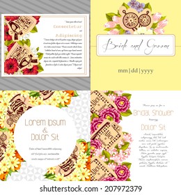 Wedding invitation cards with floral elements