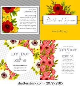 Wedding invitation cards with floral elements