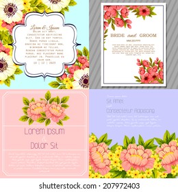 Wedding invitation cards with floral elements