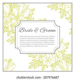 Wedding invitation cards with floral elements