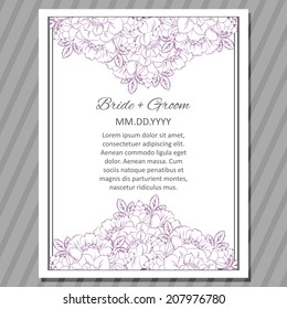 Wedding invitation cards with floral elements