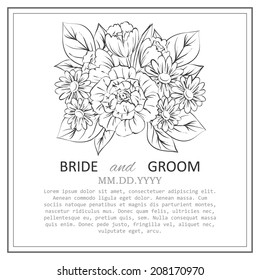 Wedding invitation cards with floral elements