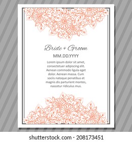 Wedding invitation cards with floral elements