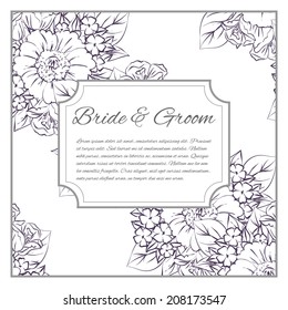 Wedding invitation cards with floral elements