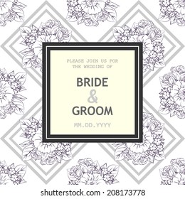 Wedding invitation cards with floral elements