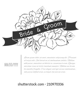 Wedding invitation cards with floral elements. 