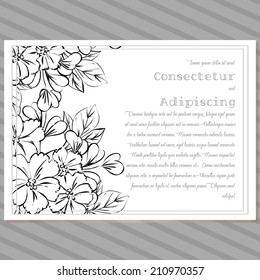 Wedding invitation cards with floral elements. 