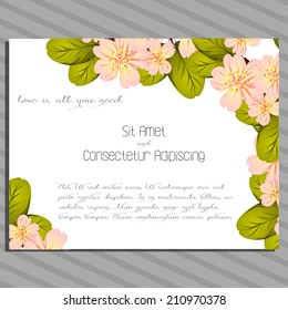 Wedding invitation cards with floral elements. 
