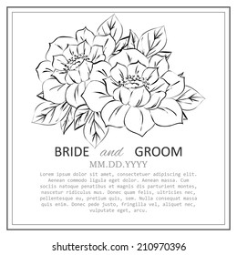 Wedding invitation cards with floral elements. 