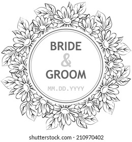 Wedding invitation cards with floral elements. 