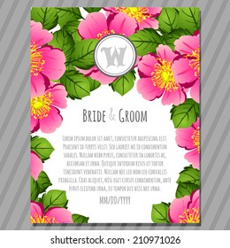 Wedding invitation cards with floral elements