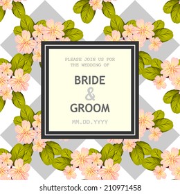 Wedding invitation cards with floral elements