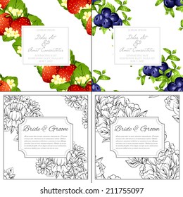 Wedding invitation cards with floral elements