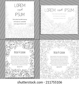 Wedding invitation cards with floral elements