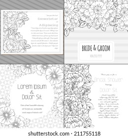 Wedding invitation cards with floral elements