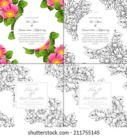 Wedding invitation cards with floral elements