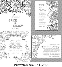 Wedding invitation cards with floral elements