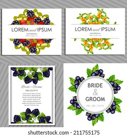Wedding invitation cards with floral elements