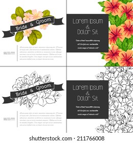 Wedding invitation cards with floral elements